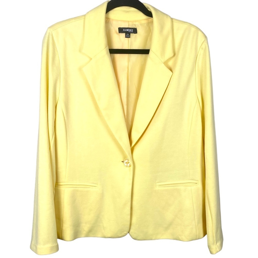 Elementz Petite Yellow Career Work Business Blazer Jacket Size PXL.